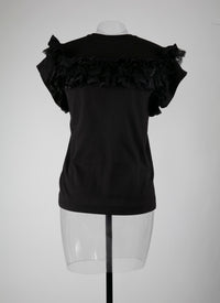 T-shirt à manches volantes - Noir