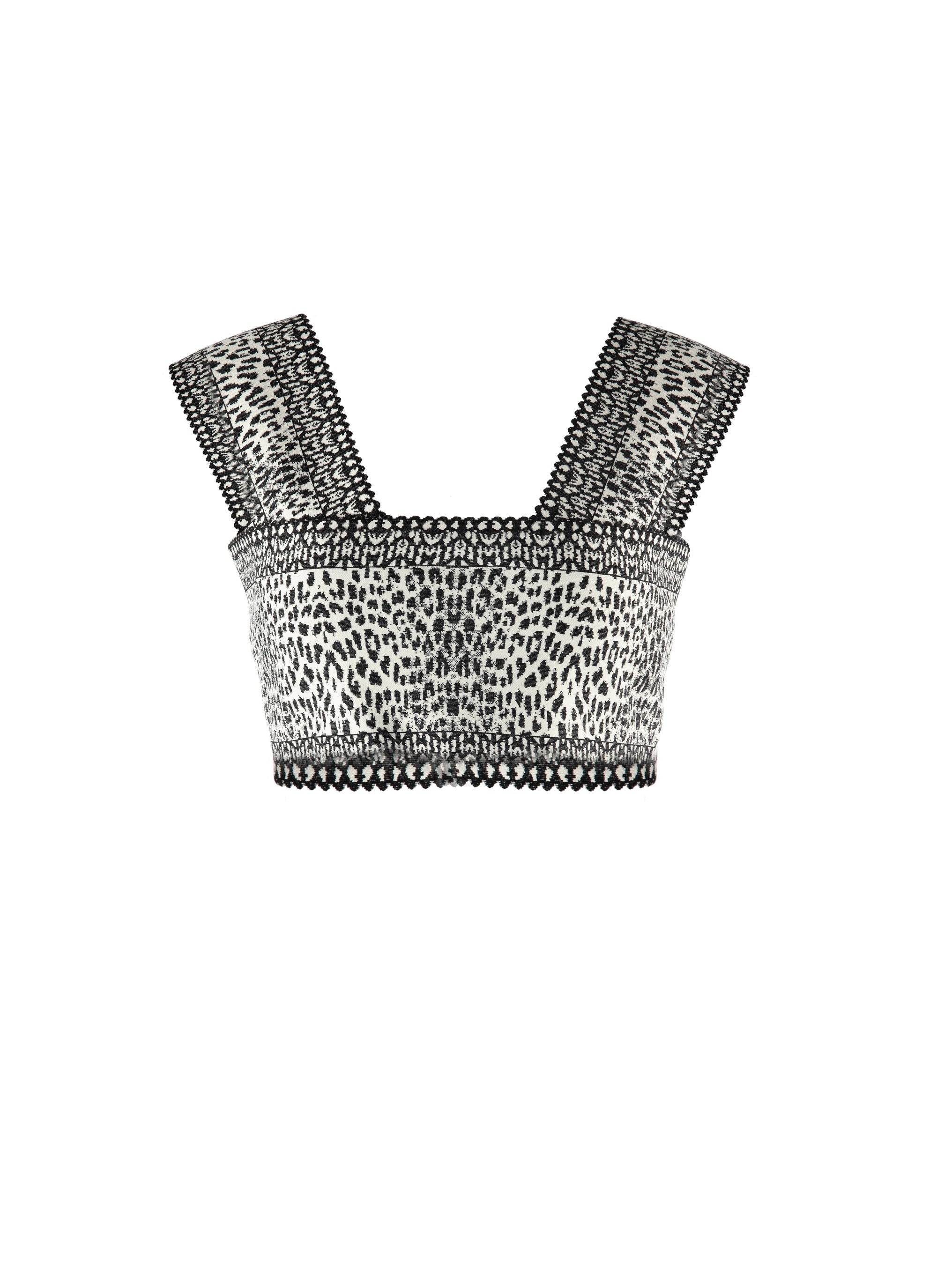 Sleeveless lynx print crop top - White & Black