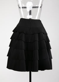 Dry wool blend pleated skirt - Black