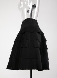 Dry wool blend pleated skirt - Black