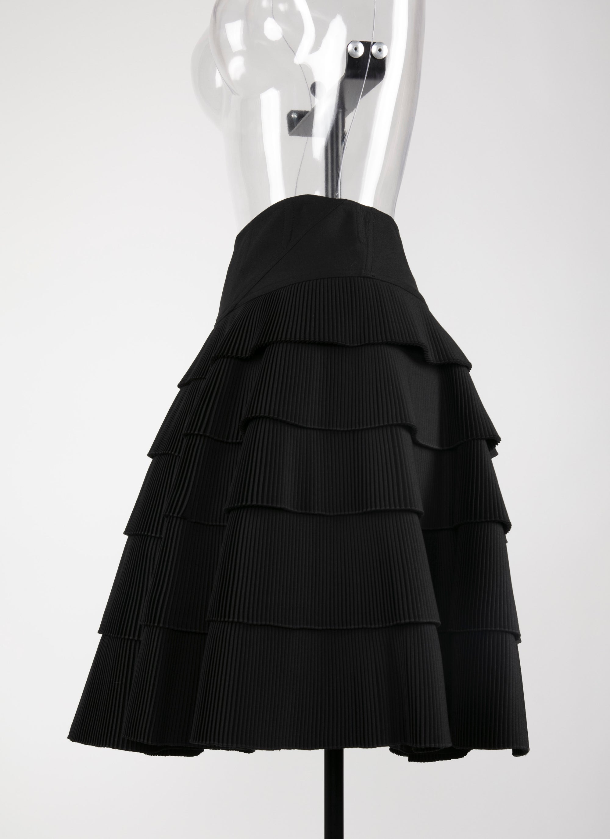 Dry wool blend pleated skirt - Black
