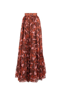 Jupe longue Archipel en soie - Rose & Rouge