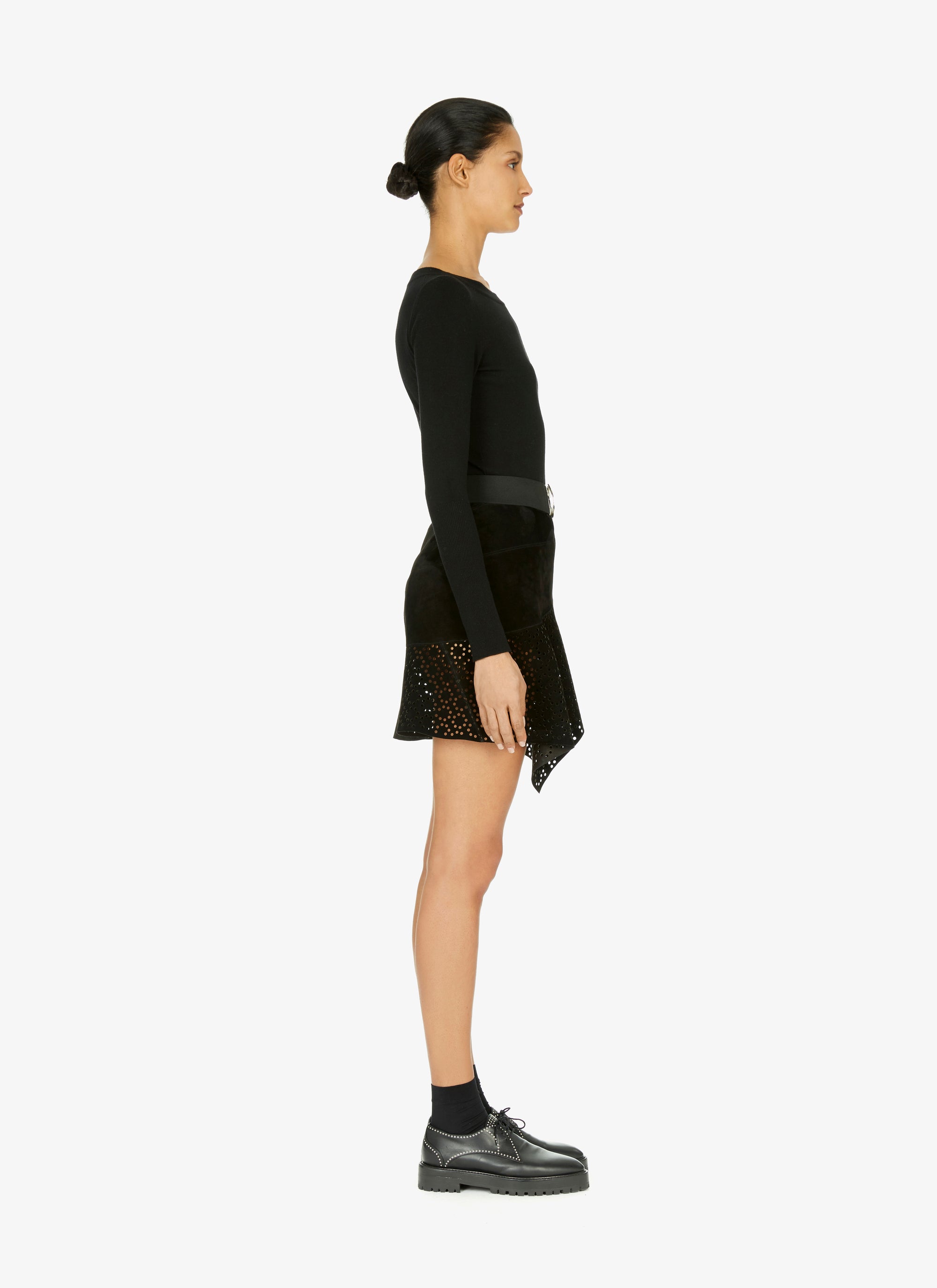 Jupe asymétrique en cuir - Noir