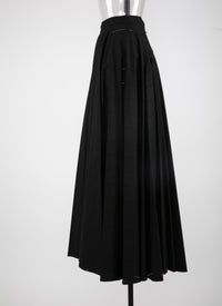 Pleated flared skirt - Black