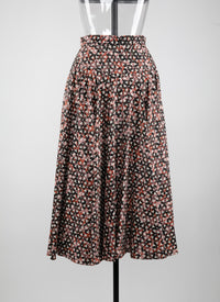Silk camouflage print maxi skirt - Khaki & Rosewood