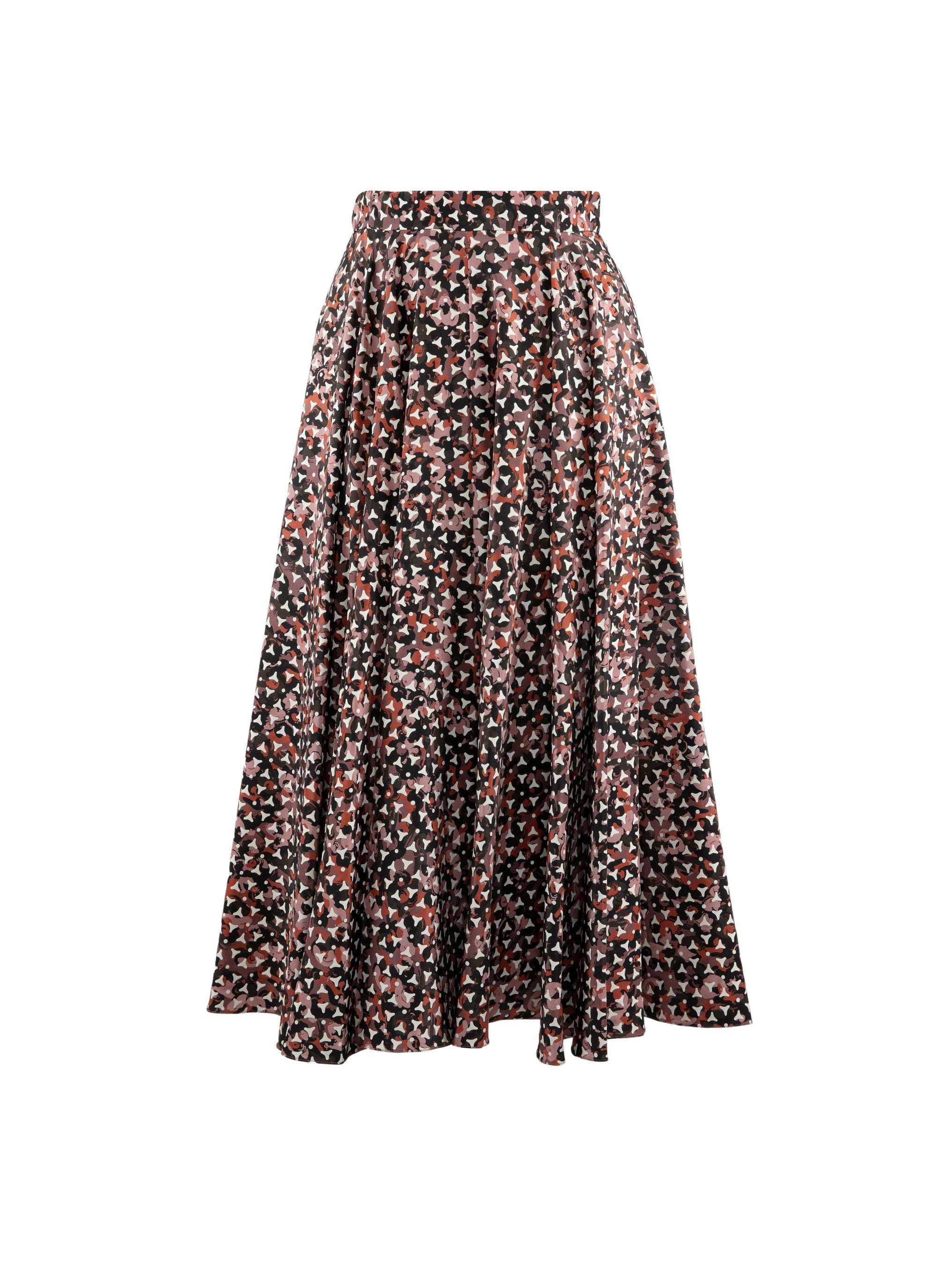 Silk camouflage print maxi skirt - Khaki & Rosewood