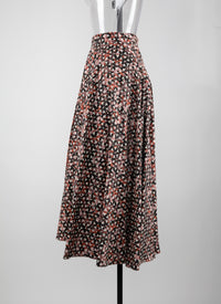 Silk camouflage print maxi skirt - Khaki & Rosewood