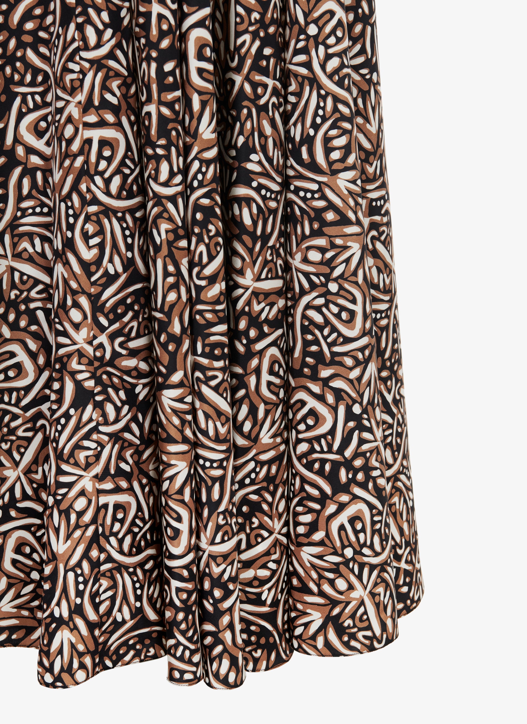 Jupe évasée à motif en soie - Sahara & Noir