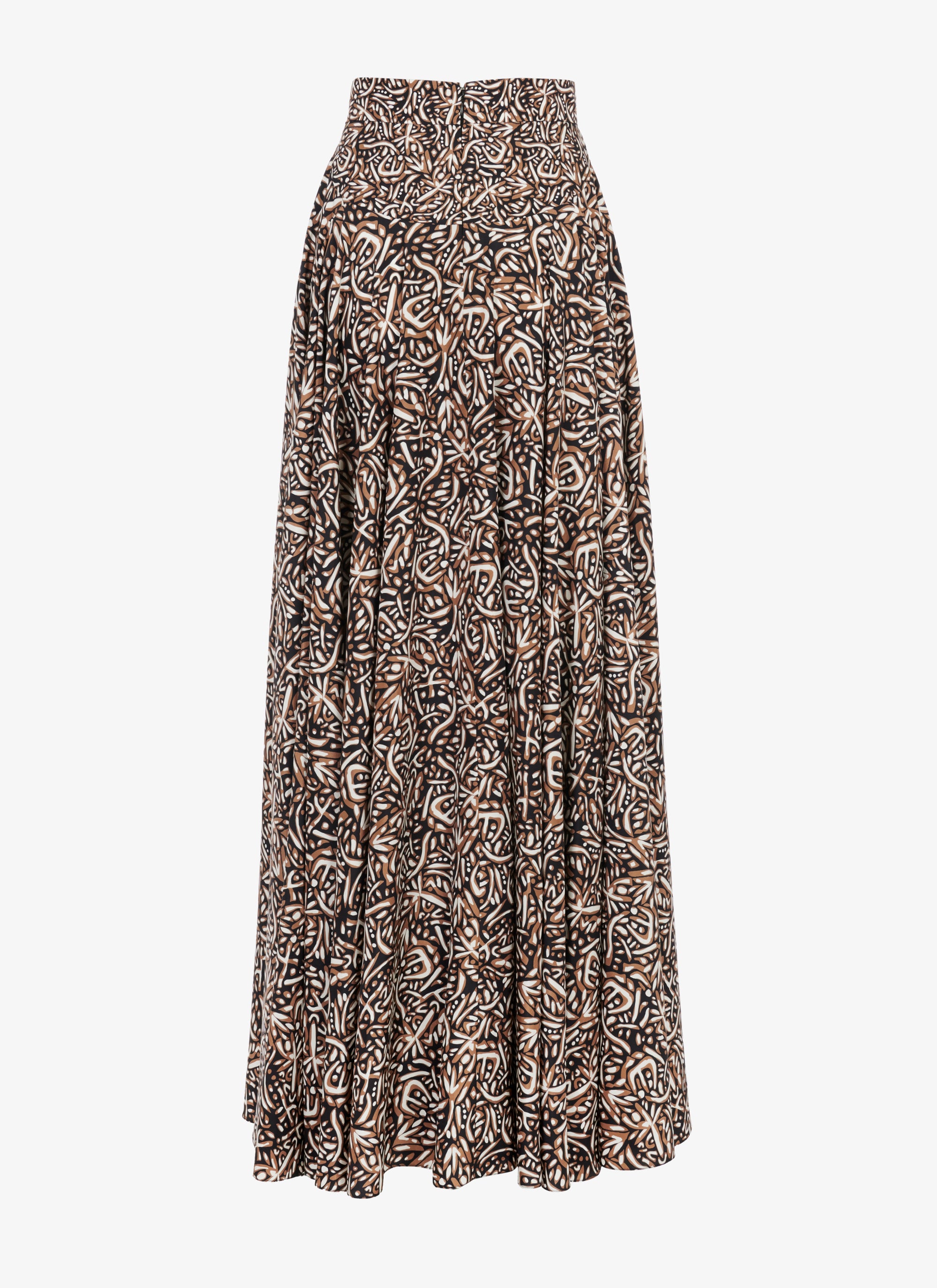 Jupe évasée à motif en soie - Sahara & Noir