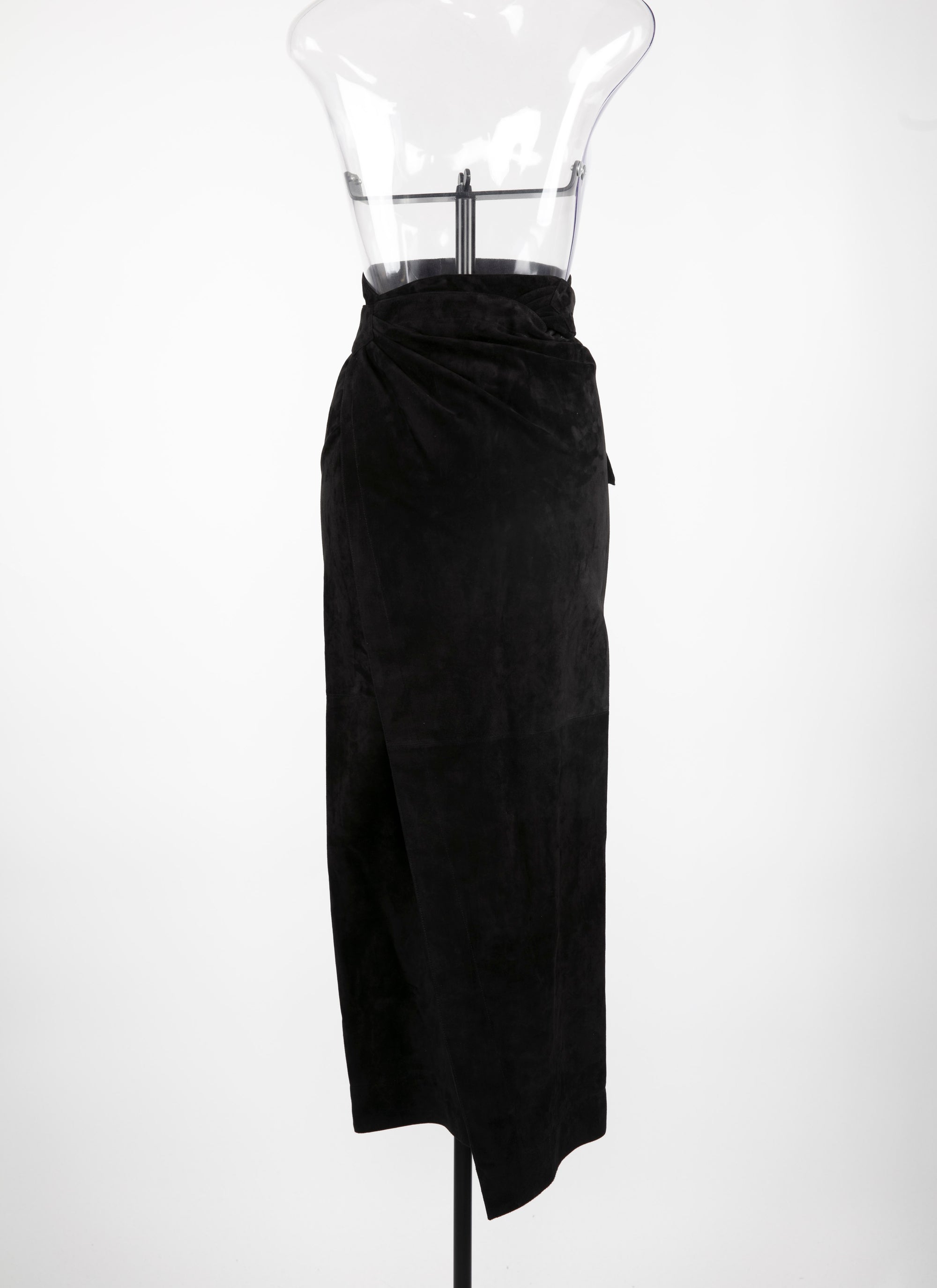 Jupe longue en cuir suede - Noir