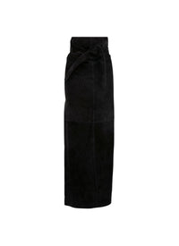 Jupe longue en cuir suede - Noir