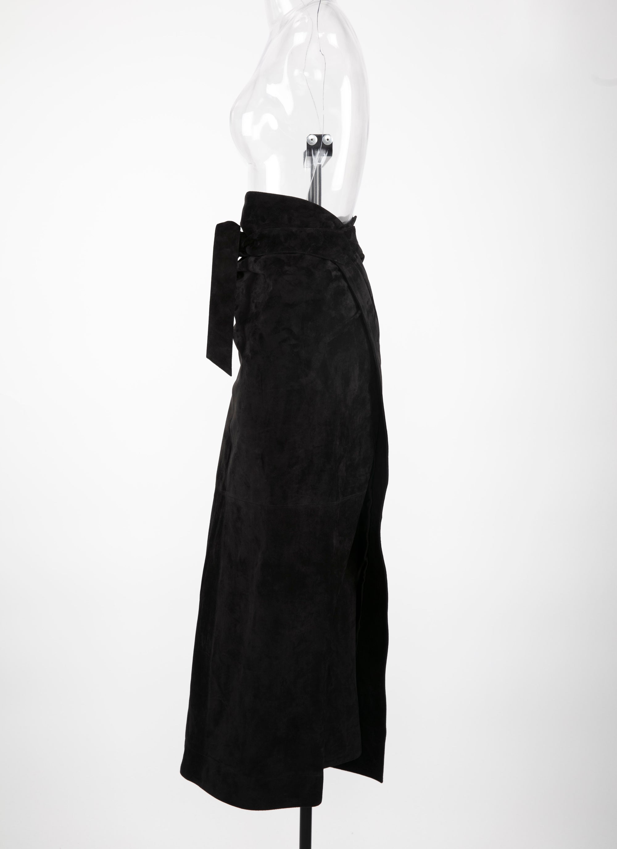 Jupe longue en cuir suede - Noir