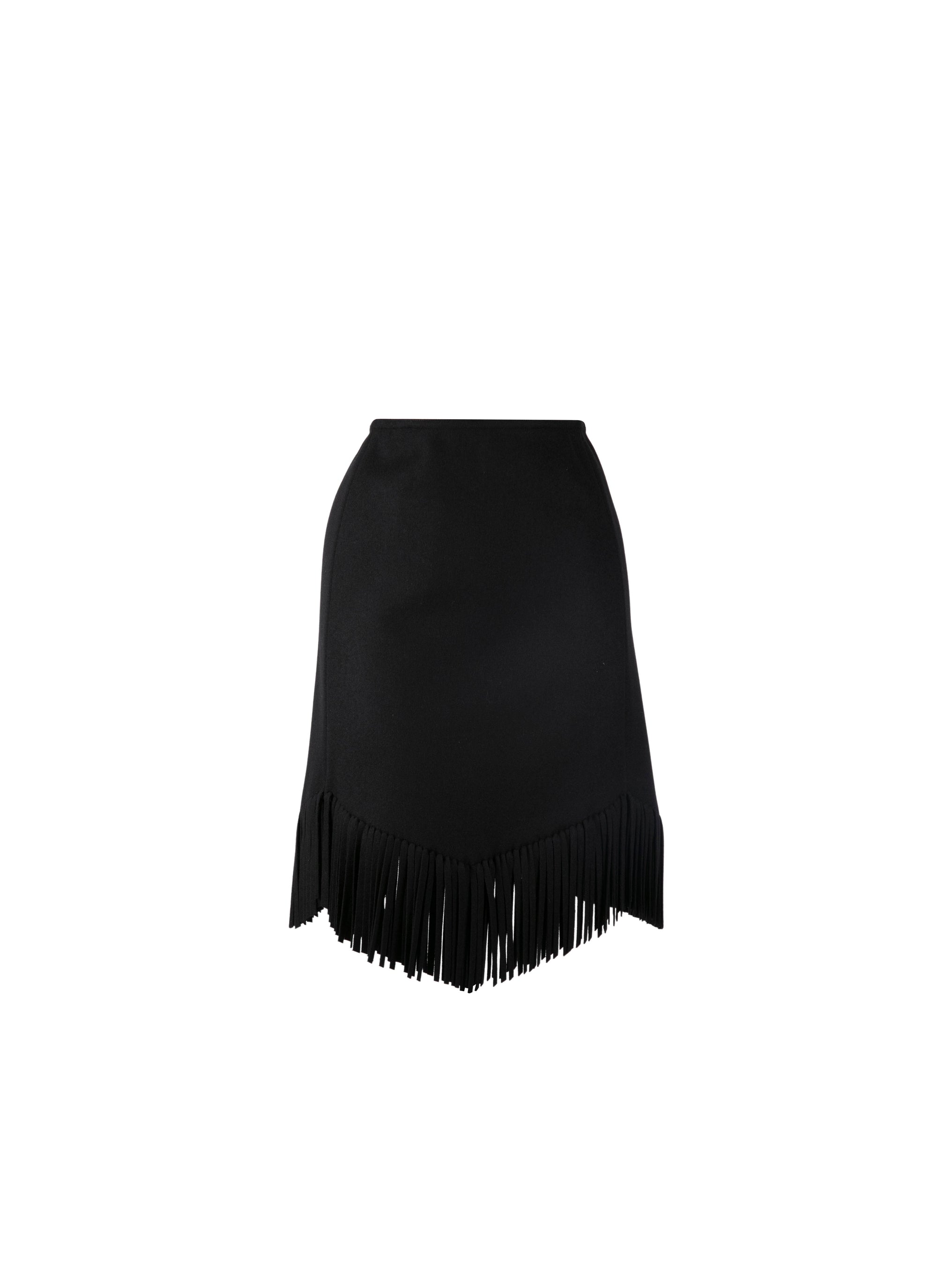 Wool fringe skirt - Black