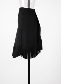 Wool fringe skirt - Black