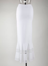 Jupe longue ajouré en maille - Blanc