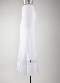 Jupe longue ajouré en maille - Blanc