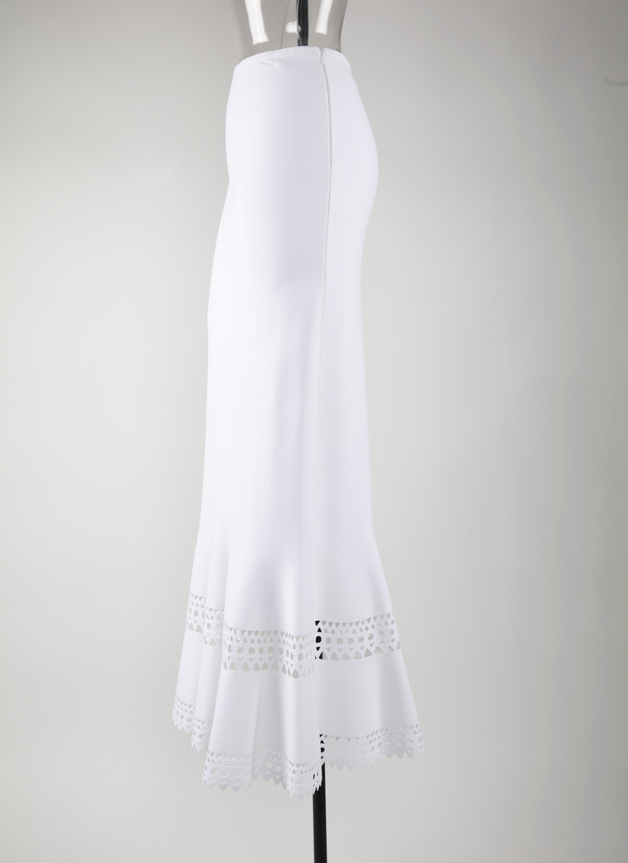 Jupe longue ajouré en maille - Blanc