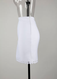 Jupe à bordure ajourée en maille - Blanc