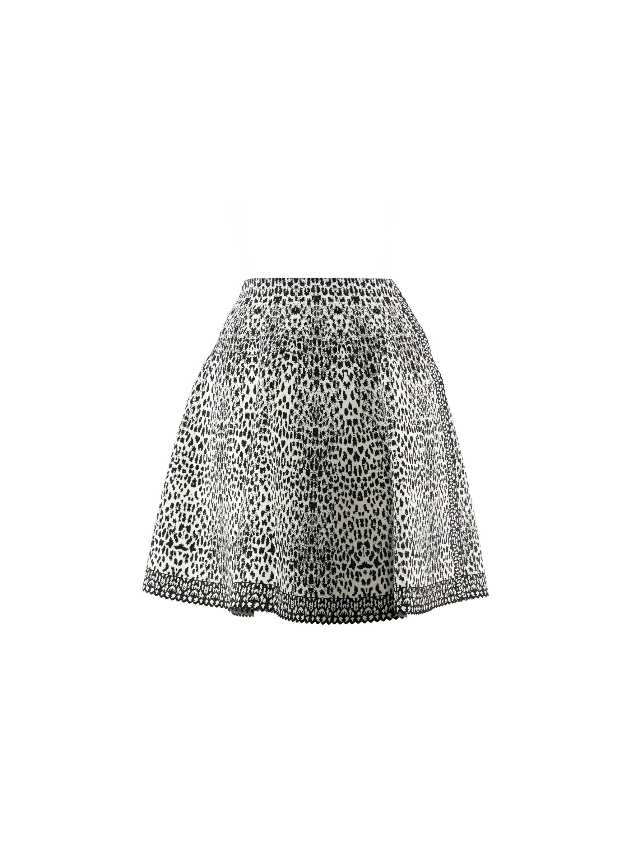 Short skirt with lynx print - White & Black