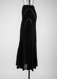 Jupe longue en dentelle - Noir