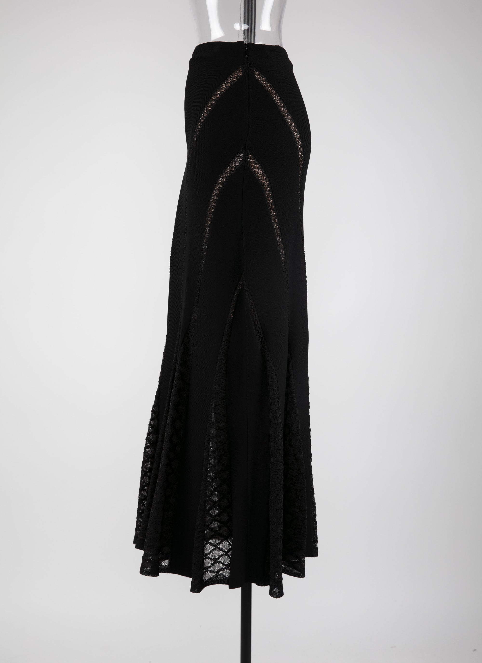 Jupe longue en dentelle - Noir