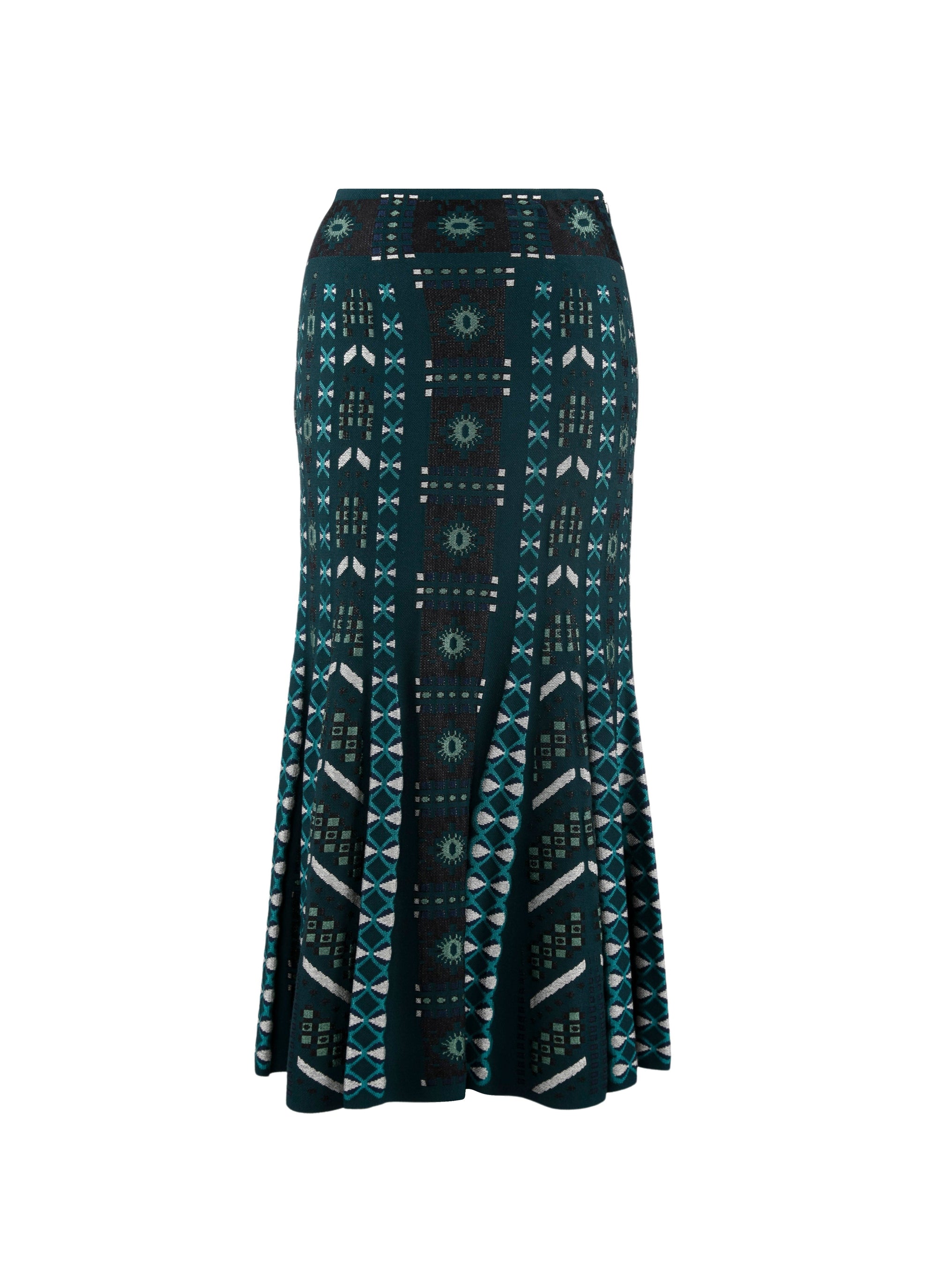 Jupe longue en maille - Petrole & Bleu
