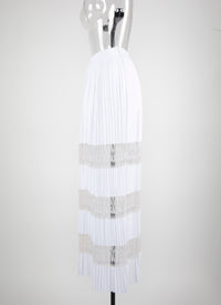 Pleated mesh maxi skirt - White