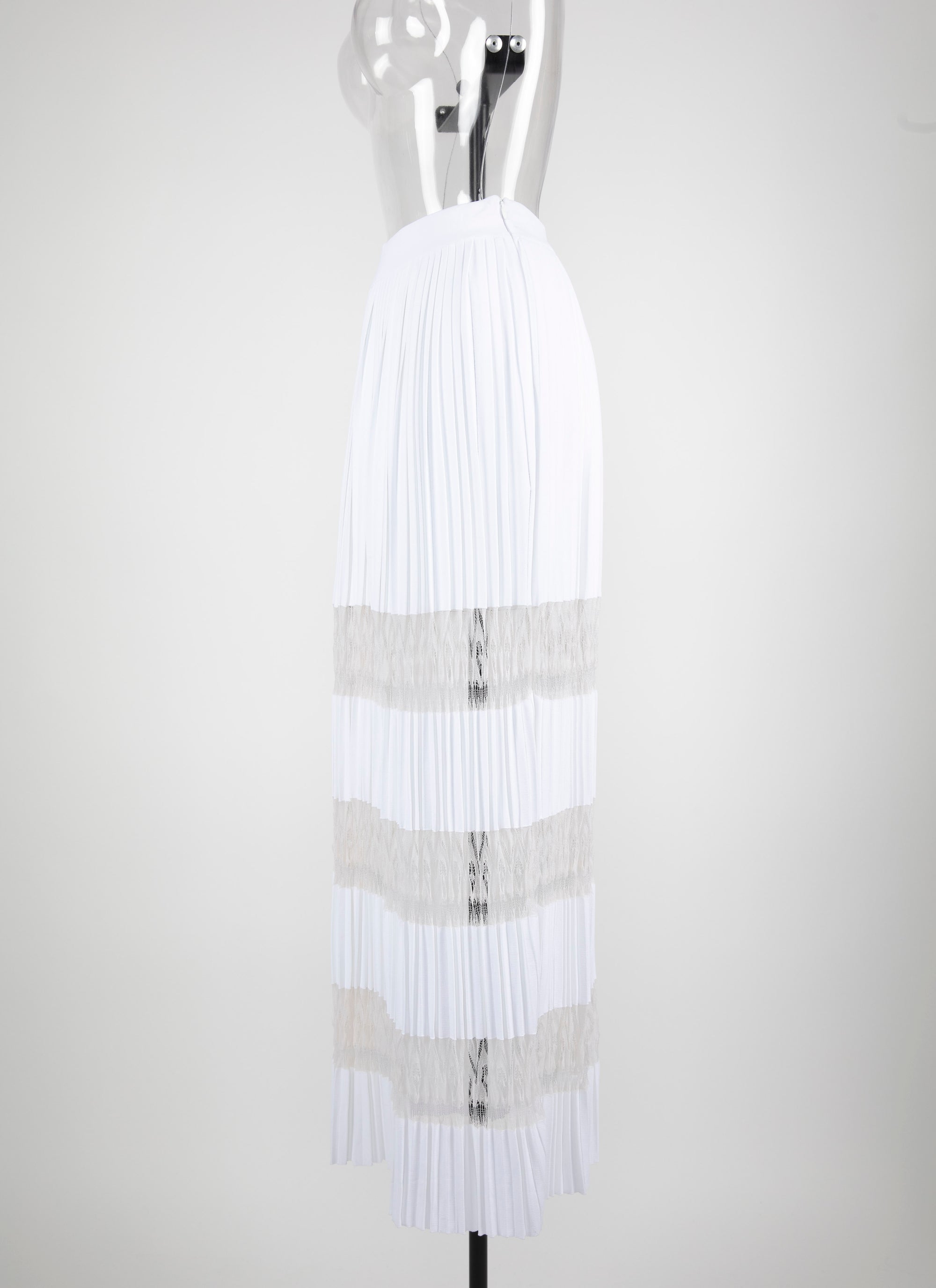 Pleated mesh maxi skirt - White
