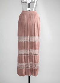 Pleated mesh maxi skirt - Flesh Pink