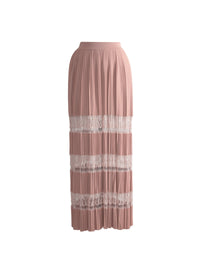Pleated mesh maxi skirt - Flesh Pink