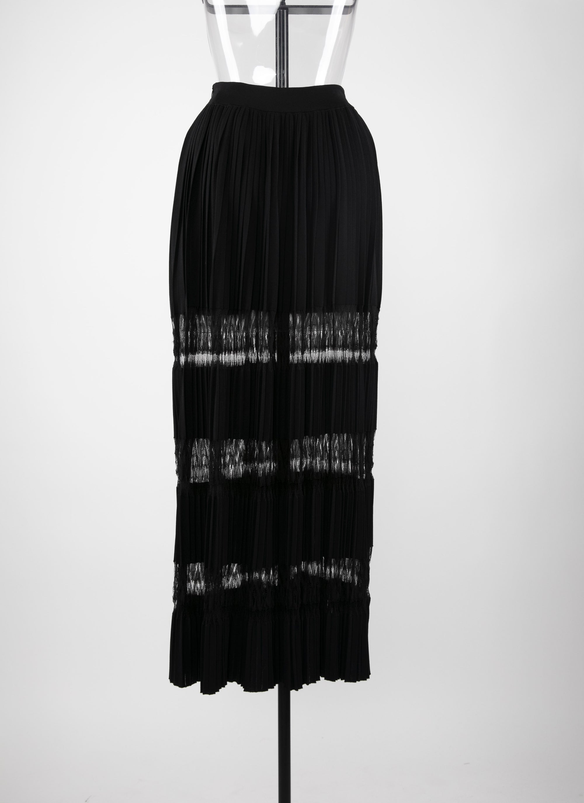 Pleated mesh maxi skirt - Black