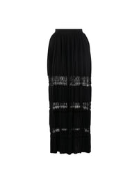 Pleated mesh maxi skirt - Black