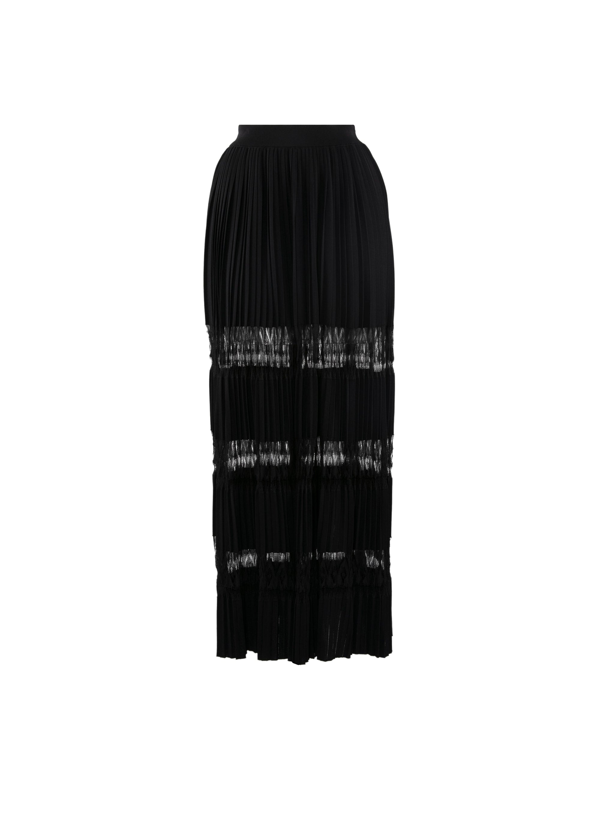 Pleated mesh maxi skirt - Black