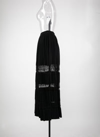 Pleated mesh maxi skirt - Black