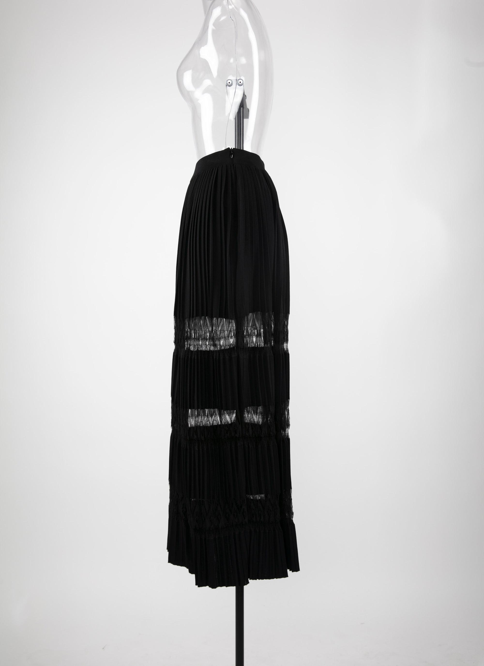 Pleated mesh maxi skirt - Black