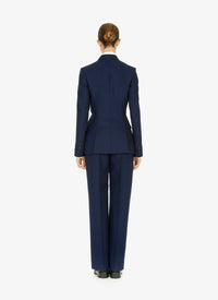 High-waisted straight-leg wool trousers - Black