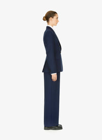 High-waisted straight-leg wool trousers - Black