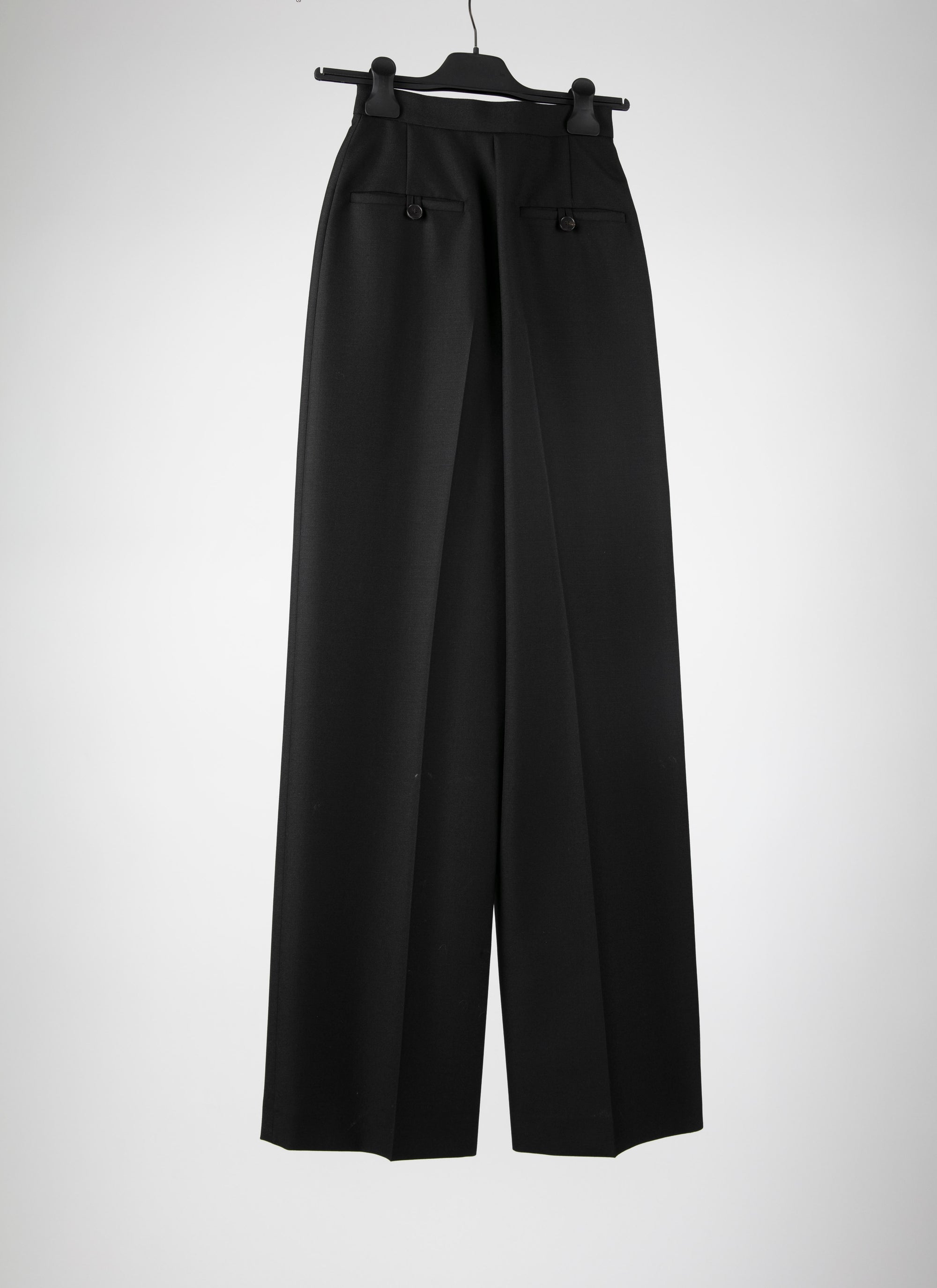 High-waisted straight-leg wool trousers - Black