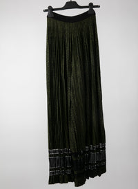 Pantalon large plissé - Noir & Vert