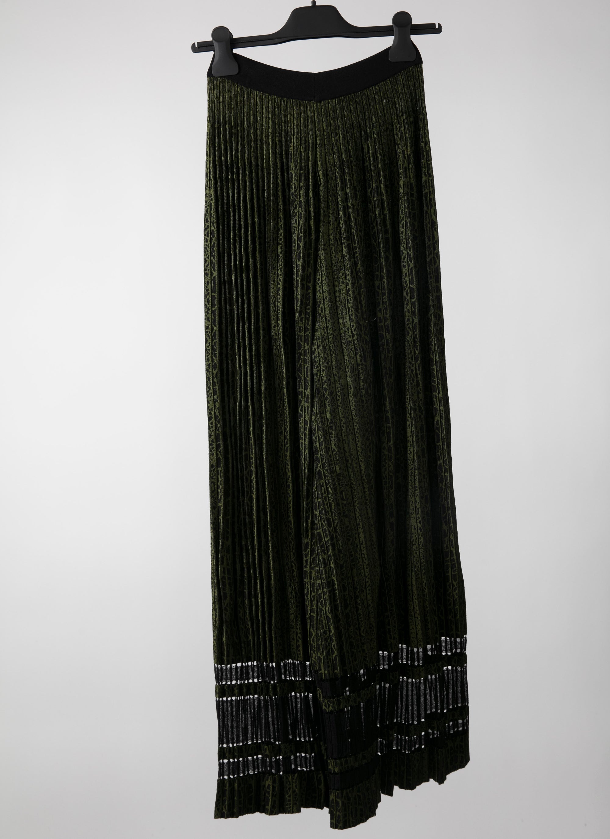Pantalon large plissé - Noir & Vert