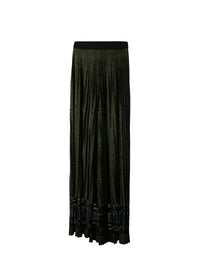 Pantalon large plissé - Noir & Vert