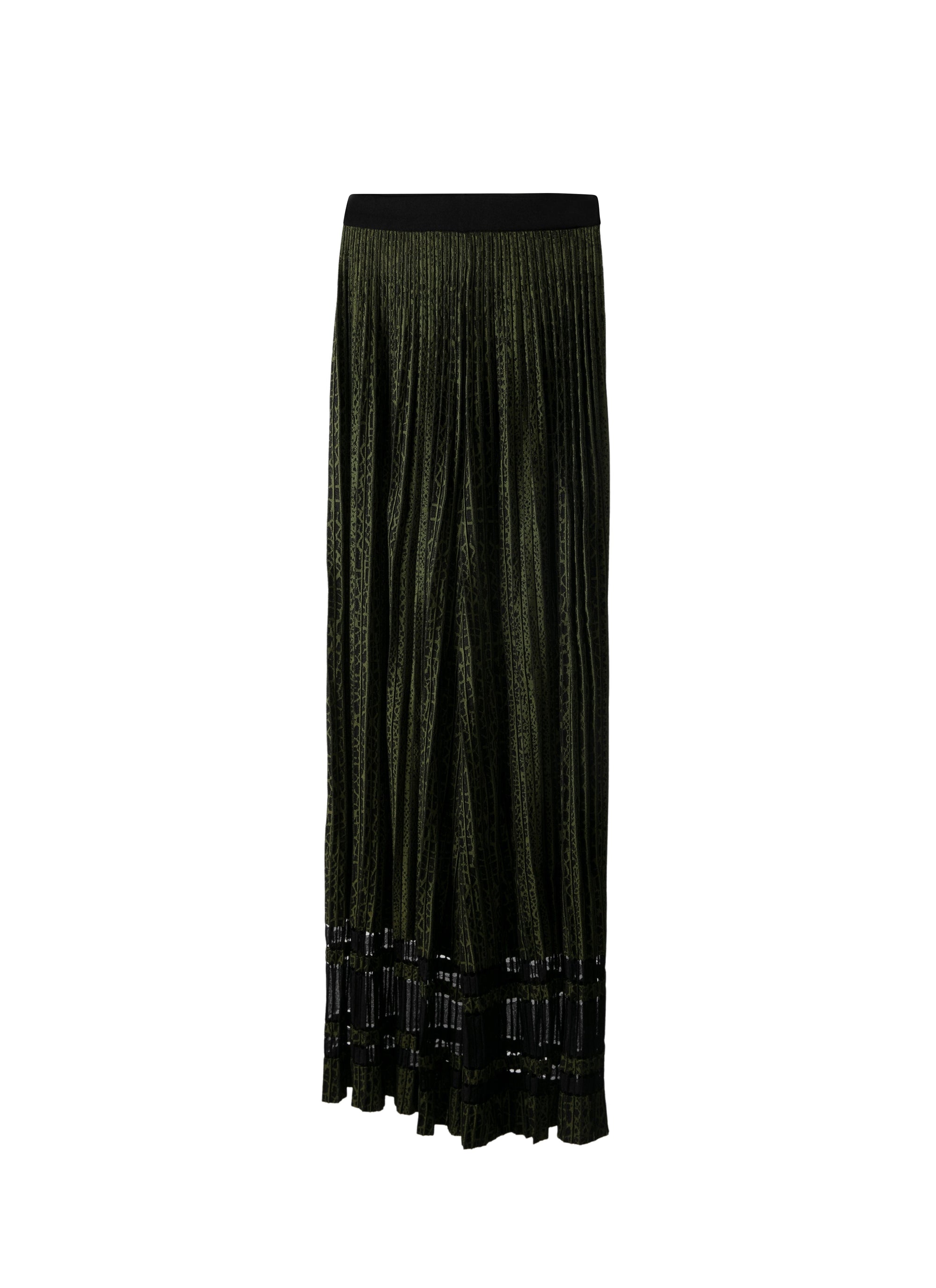 Pantalon large plissé - Noir & Vert