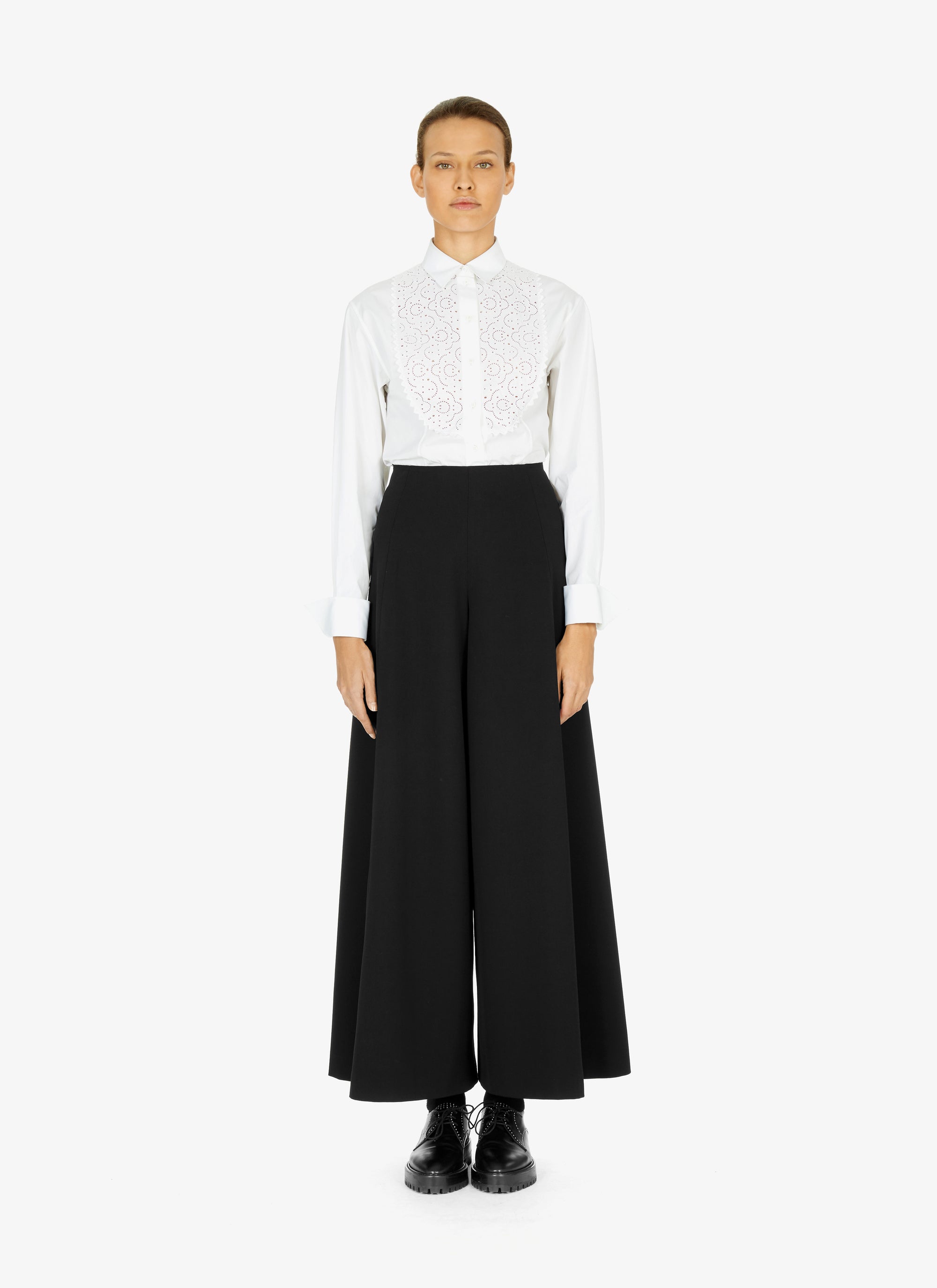 Structured high waist wool trousers - Black