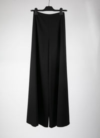 Structured high waist wool trousers - Black
