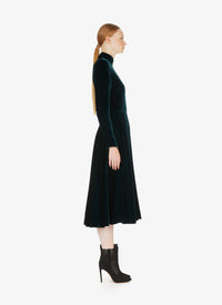 Robe longue fluide en velours - Foret