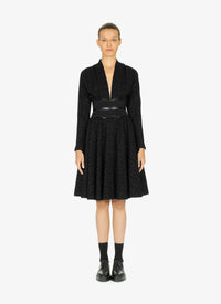 Robe évasée à imprimé graphique en laine - Noir