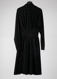 Robe évasée à imprimé graphique en laine - Noir