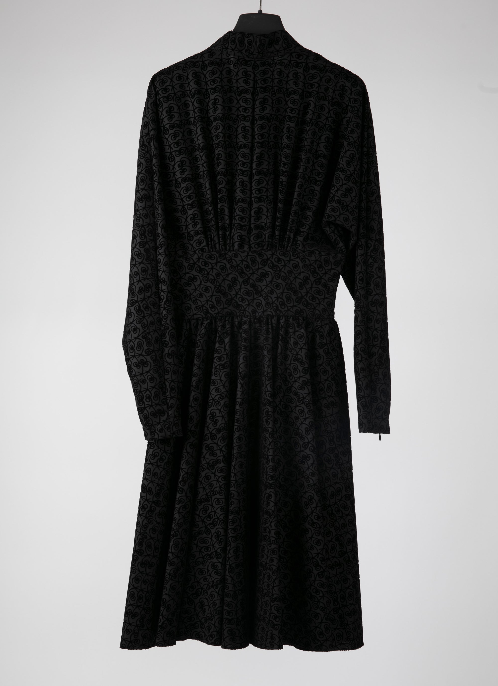 Robe évasée à imprimé graphique en laine - Noir