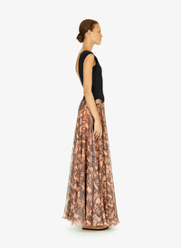 Robe longue plissée en soie - Chair & Beige