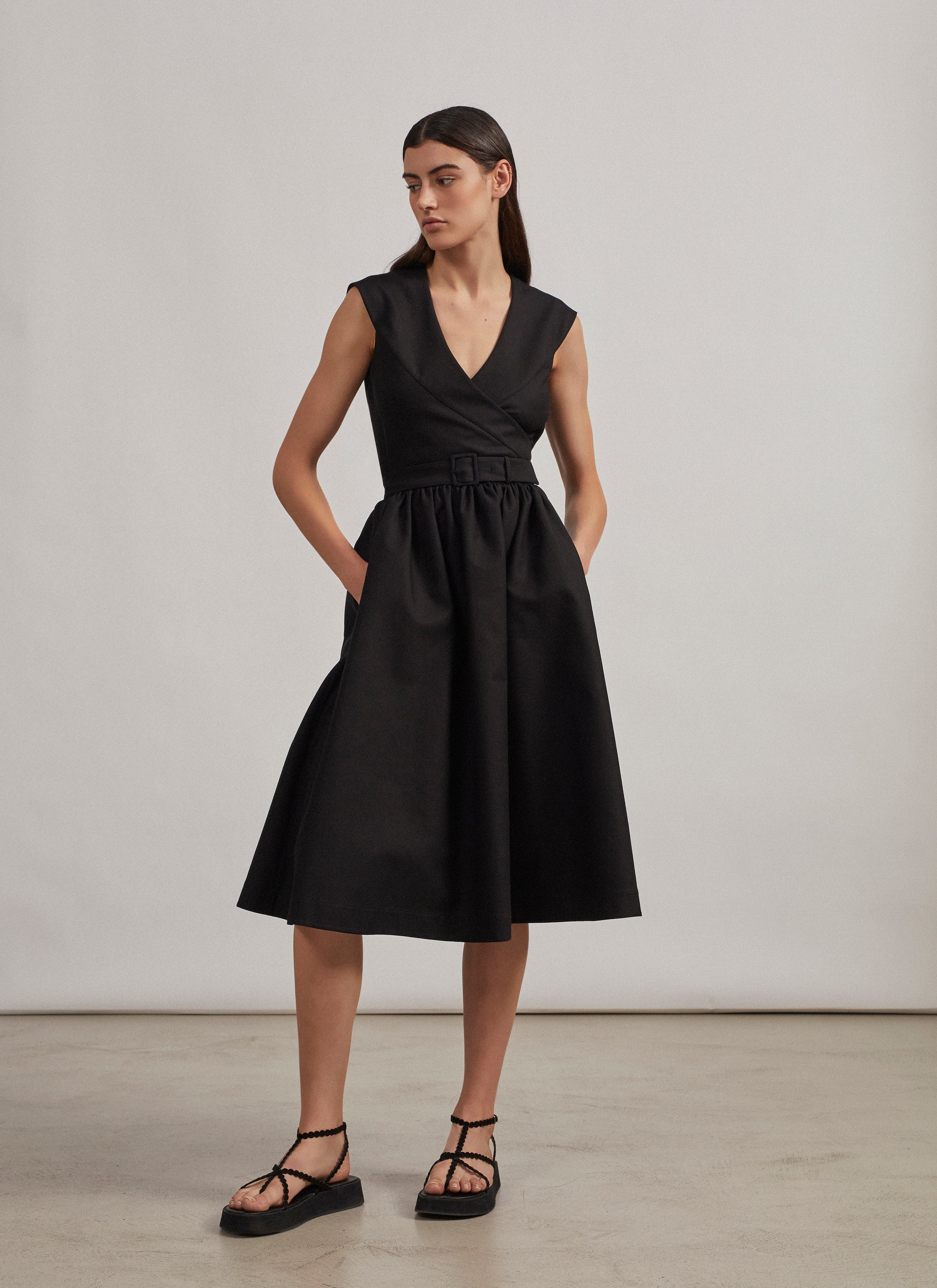 Robe plissée à effet cache-cœur - Blanc